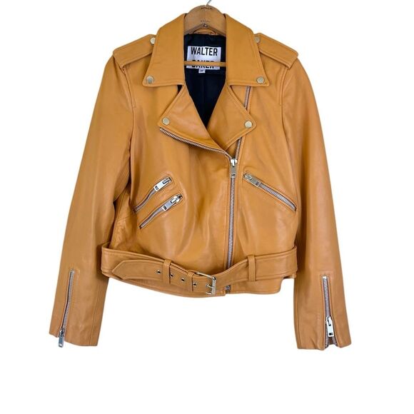 Walter Baker Allison Lamb Leather Moto Jacket Macaroon color size Medium - Picture 3 of 10